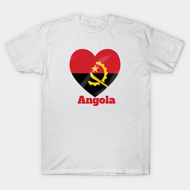 Angola Heart Flag T-Shirt by Queen 1120